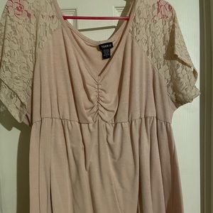 Peach blouse with shear sleeves